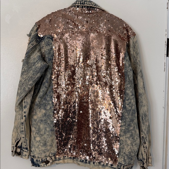 L&B Sequin Denim Jacket $74 ✨ 21” p2p - Picture 3 of 6